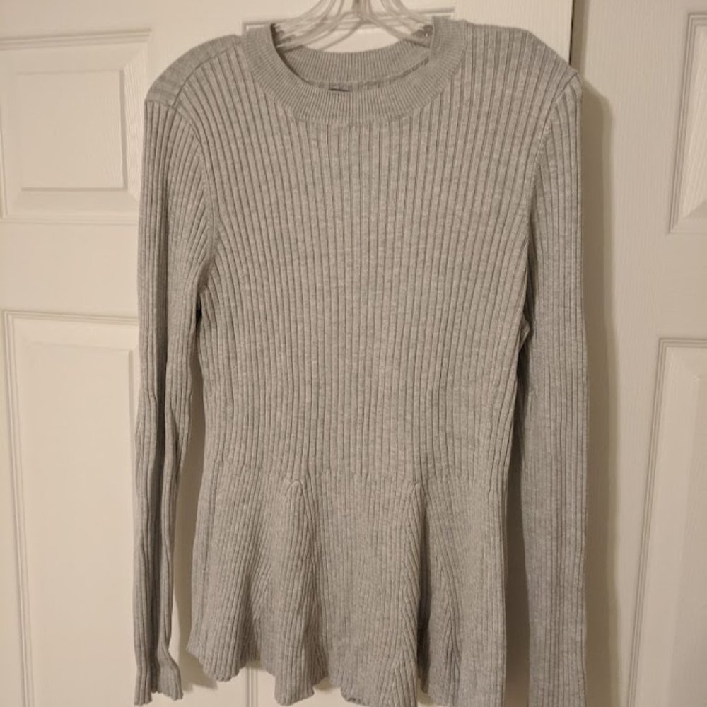 Grey Ribbed Peplum Sweater, Venus Size L